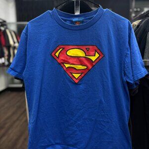 Vintage Superman Graphic T-Shirt Men’s Small | Blue DC Comics Logo Tee Classic S
